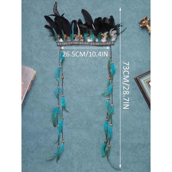 Feather Headband Boho Native American Gypsy Festival Costume Accessory main image 2